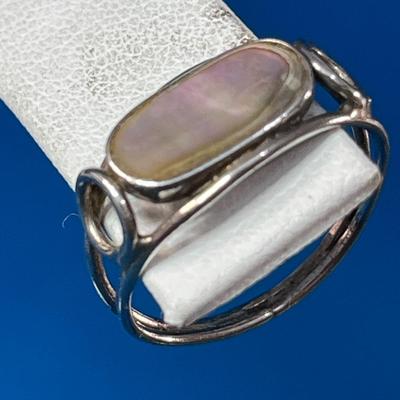 STERLING ABALONE INSET RING