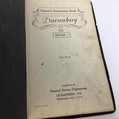 015 Antique Early Duesenberg Model J Ownerâ€™s Manual