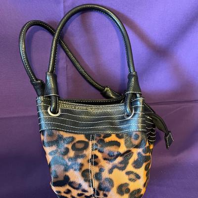 Leopard print bucket purse