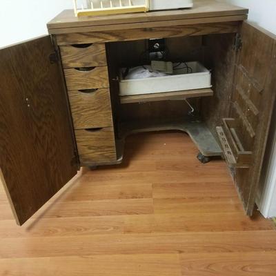 Sewing Cabinet and Machine
