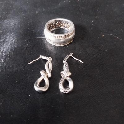 925 SILVER -RING BAND AND EARRINGS