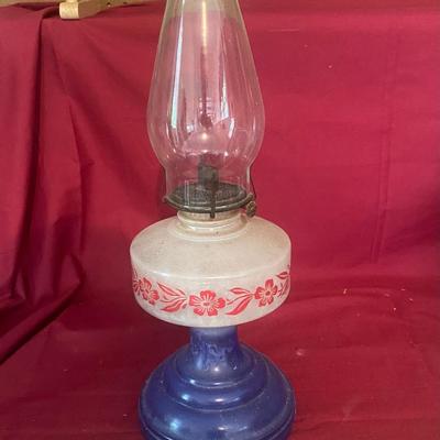 Vintage Red, White and Blue Kerosene Lamp