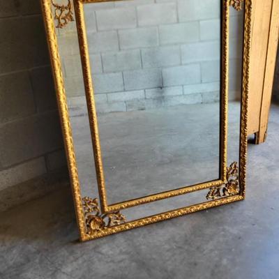 EXQUISITE LARGE FRENCH GOLD GUILDE METAL FRAME MIRROR