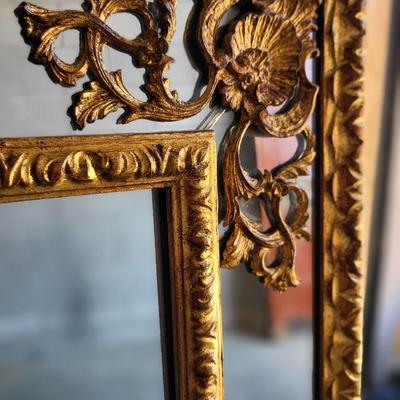 EXQUISITE LARGE FRENCH GOLD GUILDE METAL FRAME MIRROR