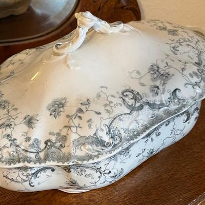 Oval Transferware vegetable bowl