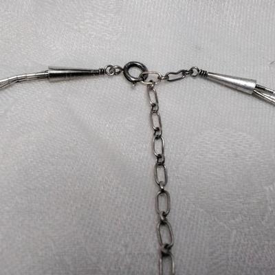 Navajo Quok Turquoise Liquid Silver Turquoise 925 Signed 18" Necklace