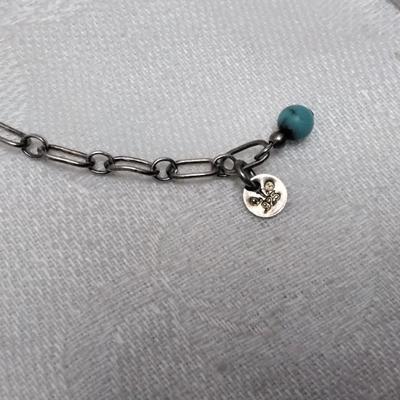 Navajo Quok Turquoise Liquid Silver Turquoise 925 Signed 18" Necklace