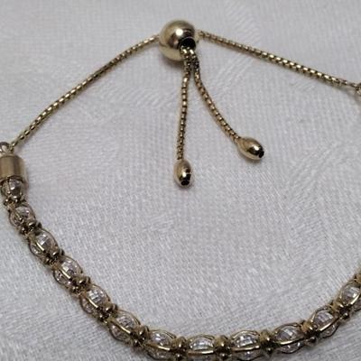Italian CZ Gold Vermeil Adjustable Bracelet