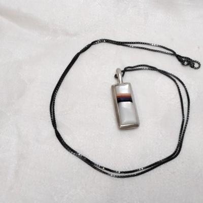 Vintage Reversible Zuni Lapidary Gemstone Art 28" 925 Necklace
