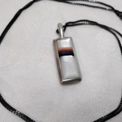 Vintage Reversible Zuni Lapidary Gemstone Art 28" 925 Necklace