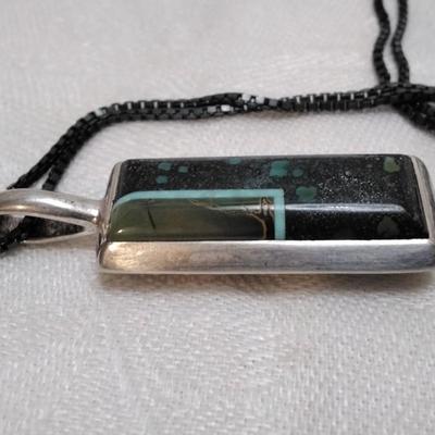 Vintage Reversible Zuni Lapidary Gemstone Art 28" 925 Necklace