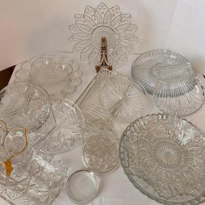 CRYSTAL SERVING DISH LOT 