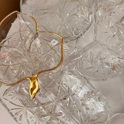 CRYSTAL SERVING DISH LOT 