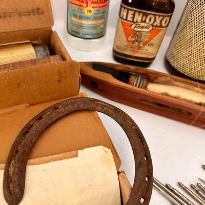 VINTAGE NUTCRACKER, COLLECTIBLE BOTTLE, KITCHEN GADGET LOT