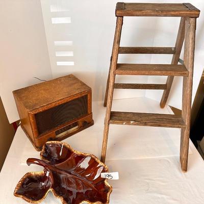 VINTAGE LADDER, RADIO, AND HULL LOT 