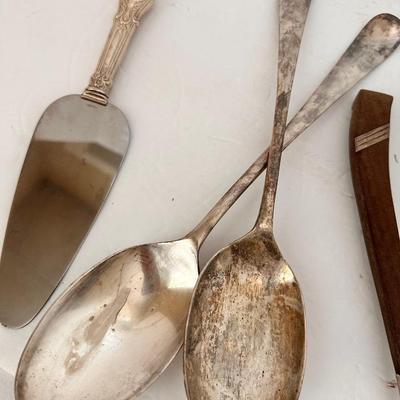 STERLING, SILVER PLATE SERVING LOT 