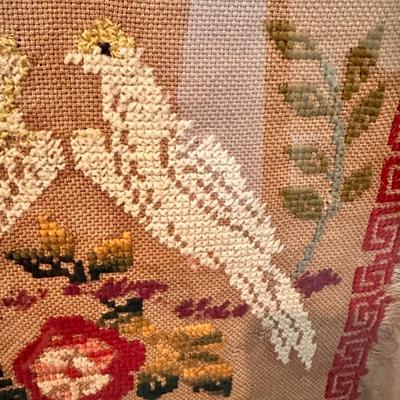 FRAMED NEEDLE POINT BIRD ART 