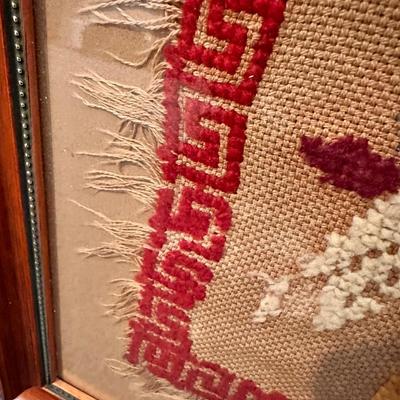 FRAMED NEEDLE POINT BIRD ART 