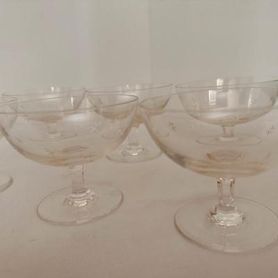 VINTAGE MID CENTURY ATOMIC STAR STARBURST ETCHED GLASS SET 