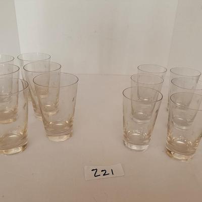 VINTAGE MID CENTURY ATOMIC STAR STARBURST ETCHED GLASS SET 