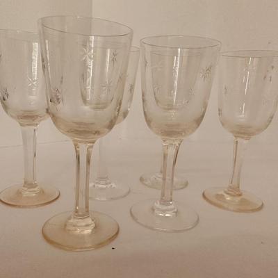 VINTAGE MID CENTURY ATOMIC STAR STARBURST ETCHED GLASS SET 