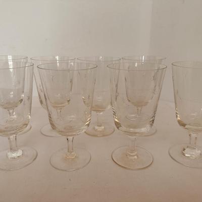 VINTAGE MID CENTURY ATOMIC STAR STARBURST ETCHED GLASS SET 