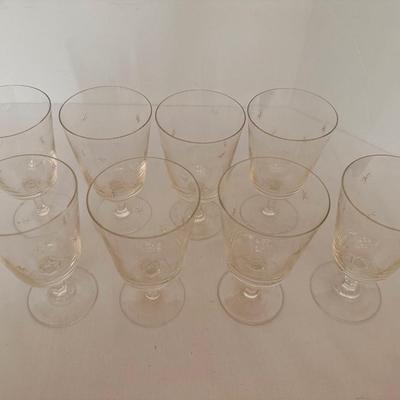 VINTAGE MID CENTURY ATOMIC STAR STARBURST ETCHED GLASS SET 