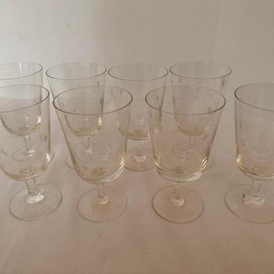 VINTAGE MID CENTURY ATOMIC STAR STARBURST ETCHED GLASS SET 
