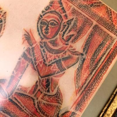 VINTAGE FRAMED TEMPLE RUBBING 