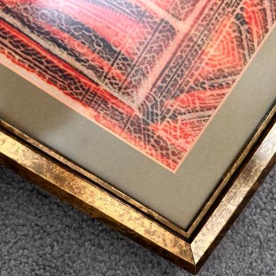 VINTAGE FRAMED TEMPLE RUBBING 