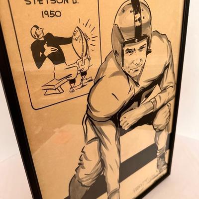 VINTAGE STETSON UNIVERSITY FRAMED FOOTBALL ART