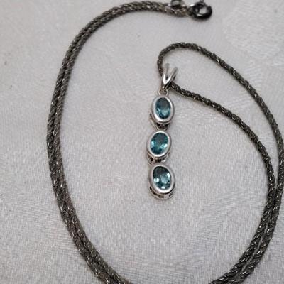Vintage Aquamarine 16" 925 Necklace