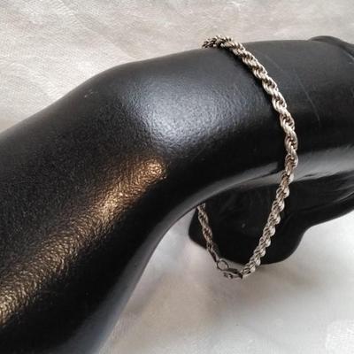 Vintage Italian Rope 8" 925  Bracelet