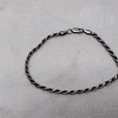 Vintage Italian Rope 8" 925  Bracelet