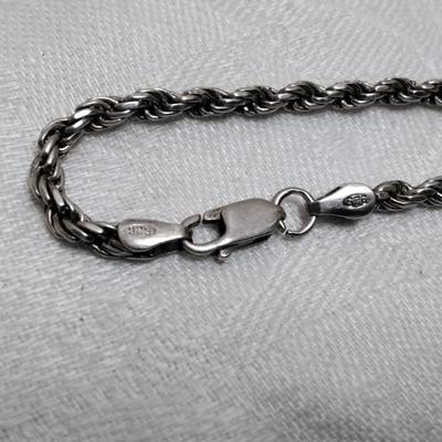 Vintage Italian Rope 8" 925  Bracelet
