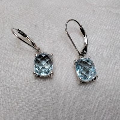 Vintage Solitaire Aquamarine 925 Earrings