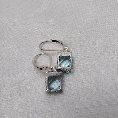 Vintage Solitaire Aquamarine 925 Earrings