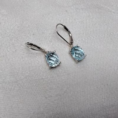 Vintage Solitaire Aquamarine 925 Earrings