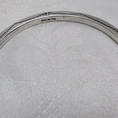 Vintage Navajo Hand Stamped Handmade Signed TAHE 2;5" 925 Bracelet