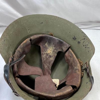 3 WW2 European helmets with intact inner headbands and chin straps