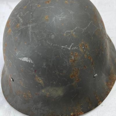 3 WW2 European helmets with intact inner headbands and chin straps