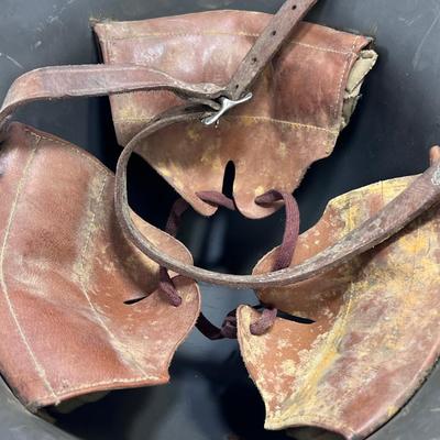 3 WW2 European helmets with intact inner headbands and chin straps