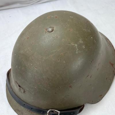 3 WW2 European helmets with intact inner headbands and chin straps