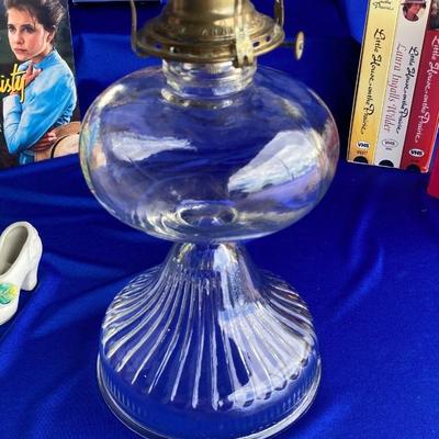 QUEEN ANNE OIL LAMP, VHS MOVIES WITH INNOCENCE AND A VINTAGE HIGH HEEL