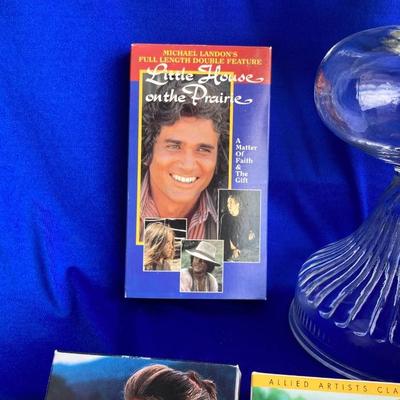 QUEEN ANNE OIL LAMP, VHS MOVIES WITH INNOCENCE AND A VINTAGE HIGH HEEL