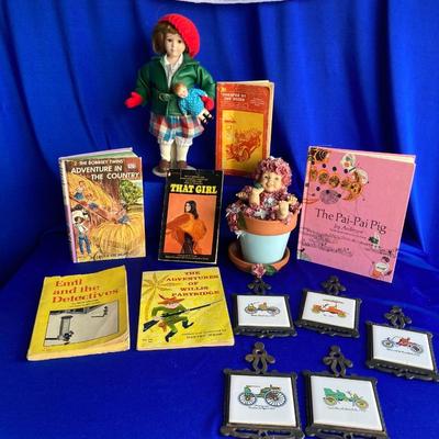 NORMAN ROCKWELL PORCELAIN DOLL, CUTE LITTLE FLOWER POT BABY, VINTAGE BOOKS AND MORE! ðŸ’¥