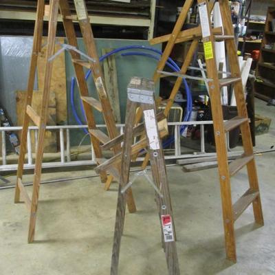 Set of 3 Various Sized Wooden Ladders