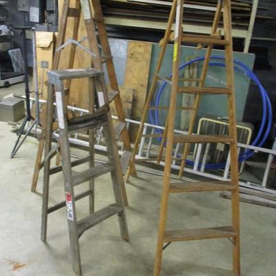 Set of 3 Various Sized Wooden Ladders