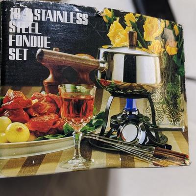 NIB Stainless Steel Fondue Set In Original Box