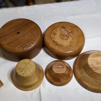 Variety Lot of Teak and Walnut Bowls